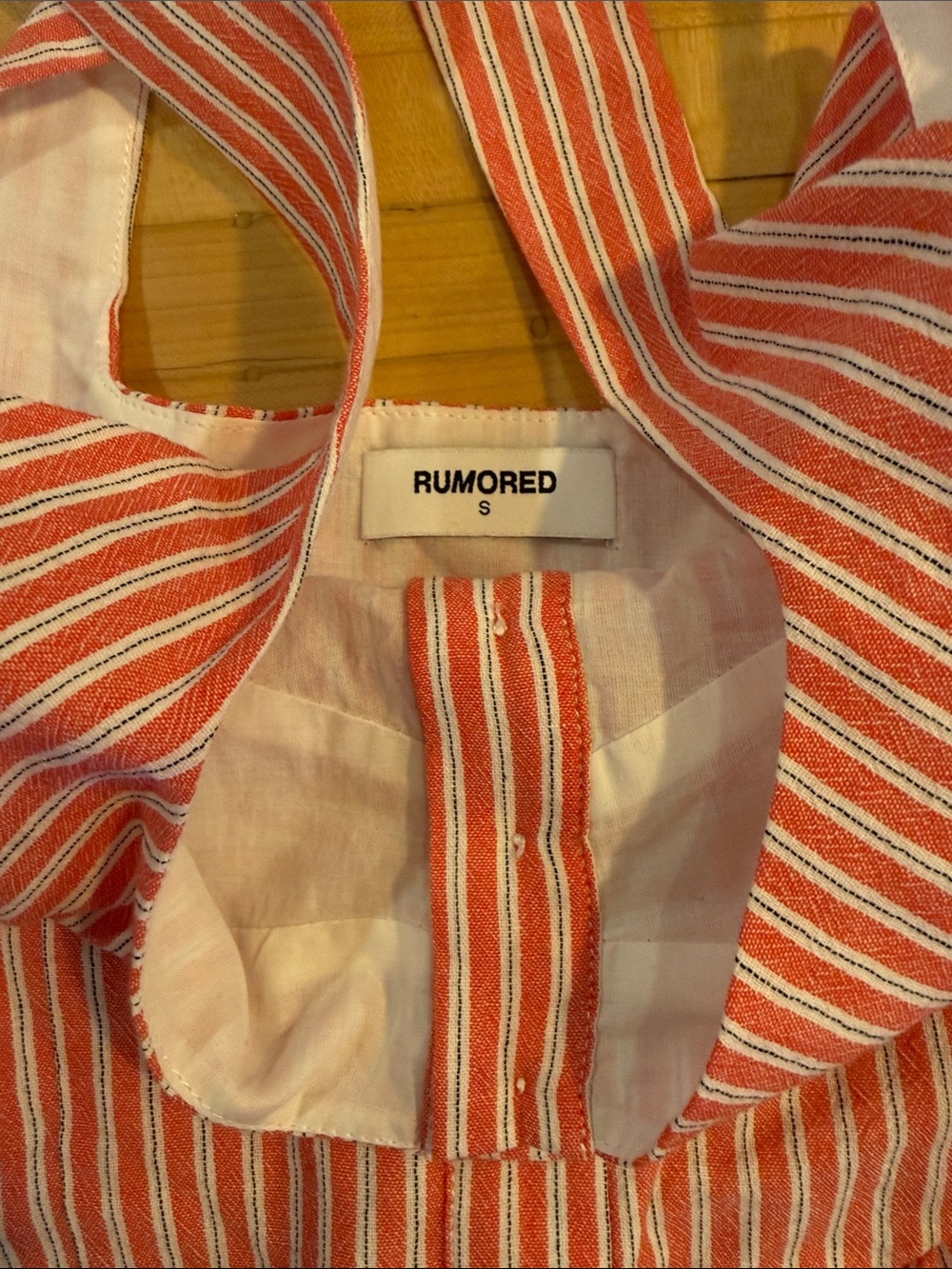 NWT Rumored Pink and White Striped Tiered ROMPER with Buttons - Picture 2 of 5